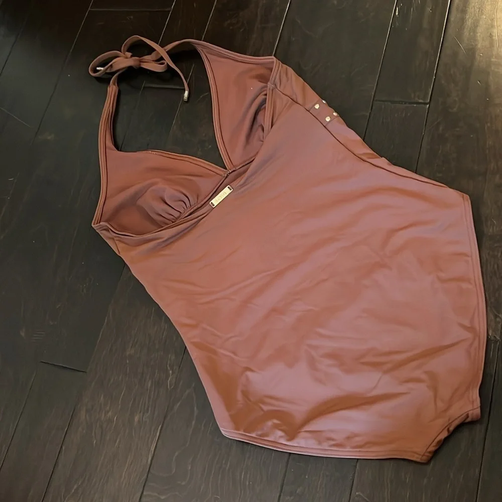 Michael Kors brown gold studded swimsuit 12